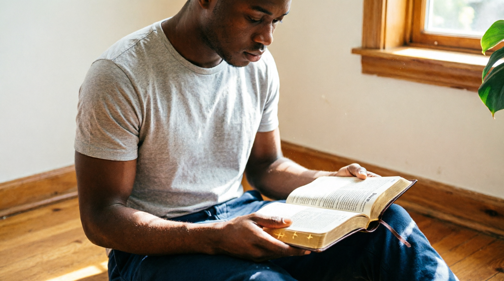 young guy reading bible